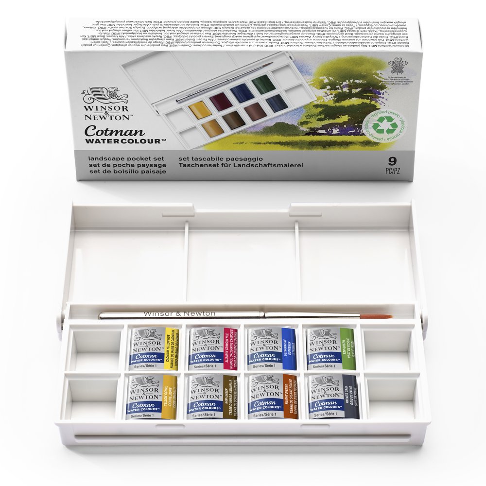 Winsor & Newton Cotman Watercolour 8 Halve Pans Landscape Pocket Set