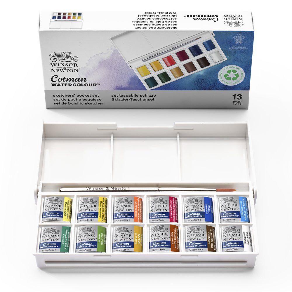 Winsor & Newton Cotman Water Colour Pocket Box 12 Halve Napjes