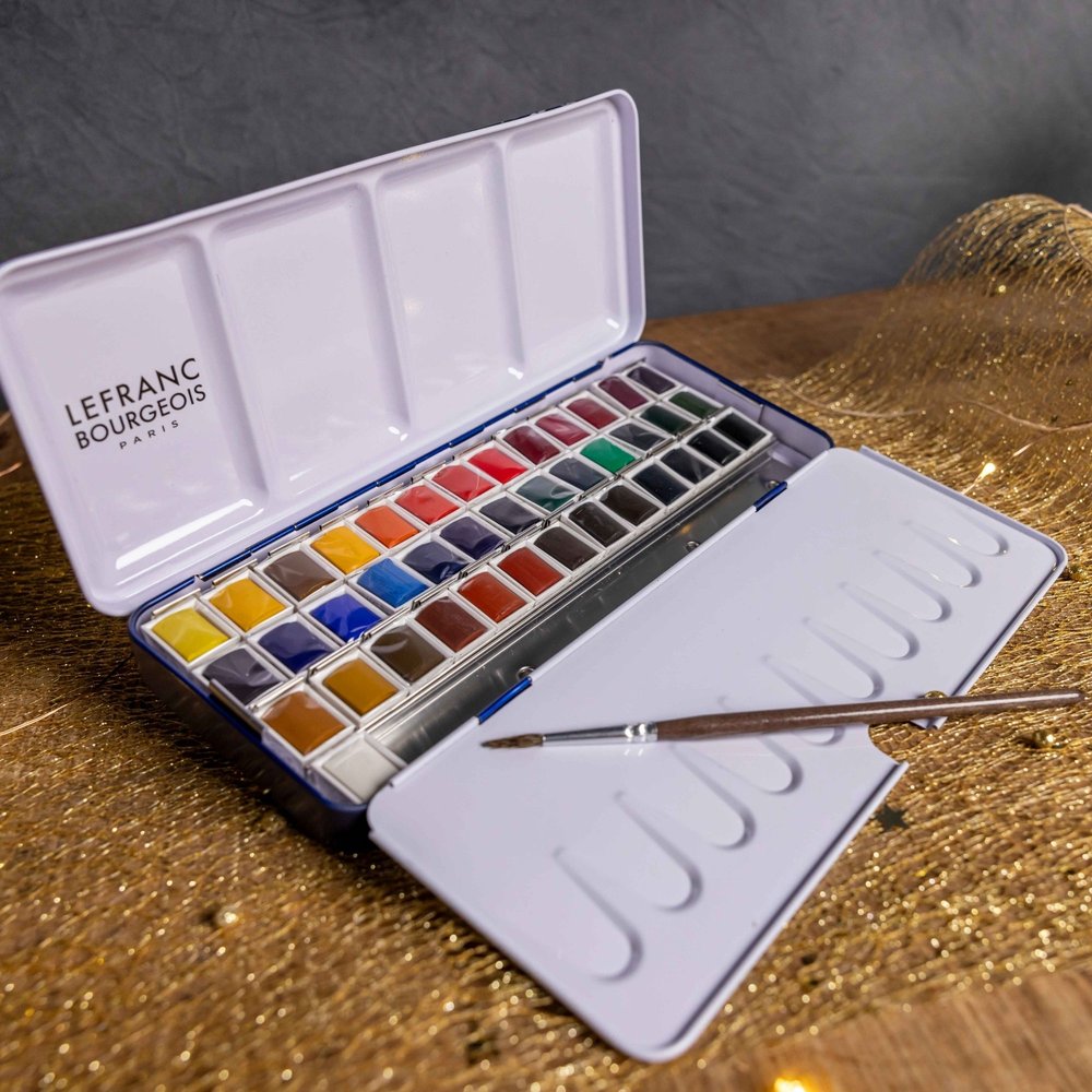 Lefranc Bourgeois Fine Watercolour Set 40 Halve Pans