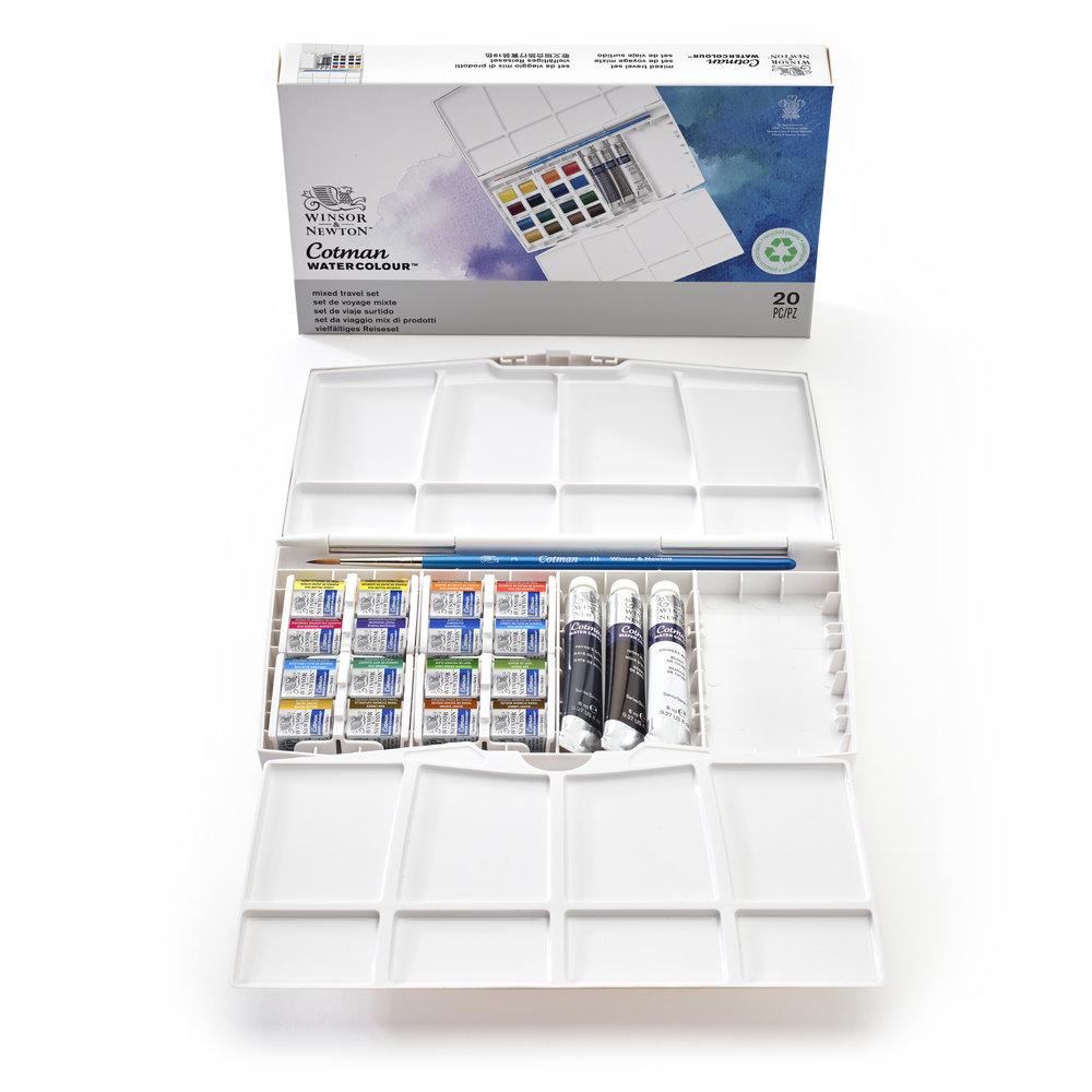Winsor & Newton Cotman Water Colour Painting Plus Set 16 Halve Napjes + 3 Tubes 8 ml