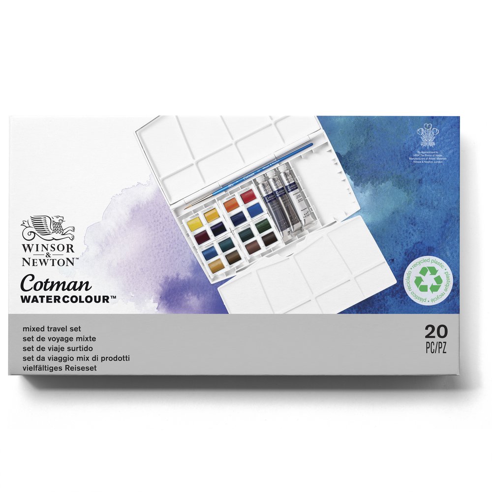 Winsor & Newton Cotman Water Colour Painting Plus Set 16 Halve Napjes + 3 Tubes 8 ml