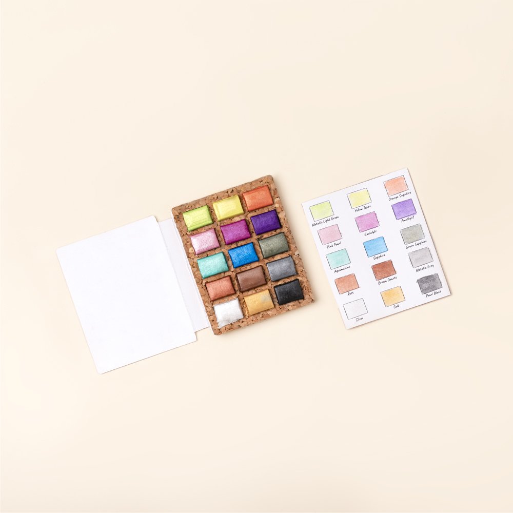 Viviva Watercolour Pan Set - 15 Metallic Colours