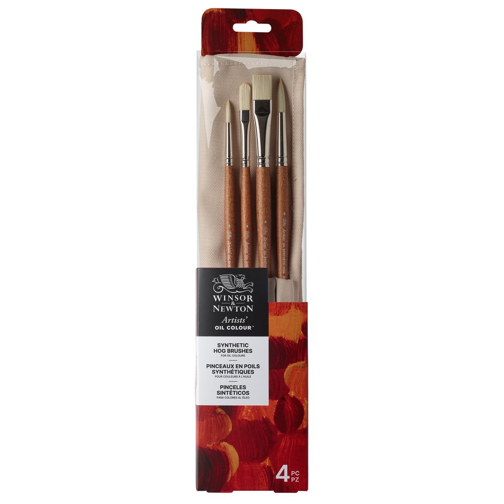 Winsor & Newton Artistes Pinceaux en Poils Synthétiques pour Couleurs à Huile 4 Paquets