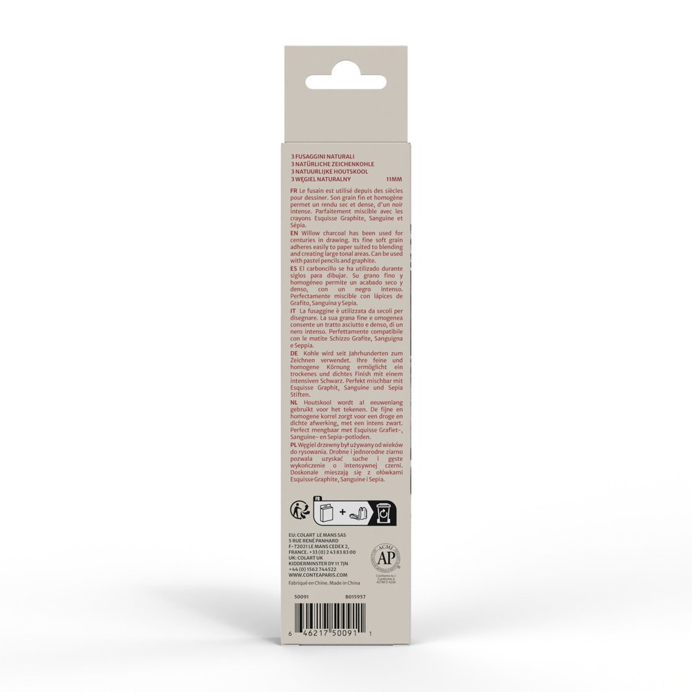 Conté à Paris 5x Natuurlijke Houtskool Rond Diam 11mm