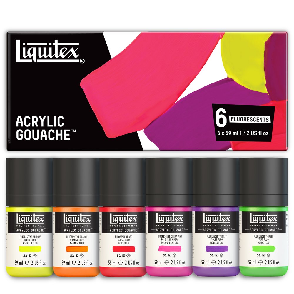 Liquitex Professional Acrylic Gouache Fluorescent Kleuren Set 6x59ml