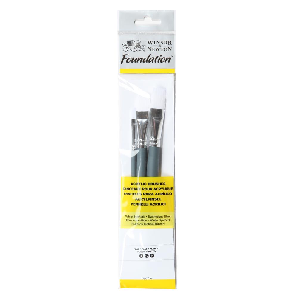 Winsor & Newton Foundation Acrylpenselenset 3 stuks korte steel No. 4/10/14