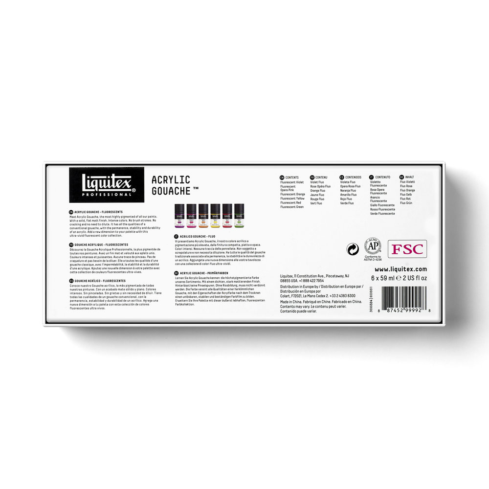 Liquitex Professional Acrylic Gouache 6X59ml Set - Fluorescents