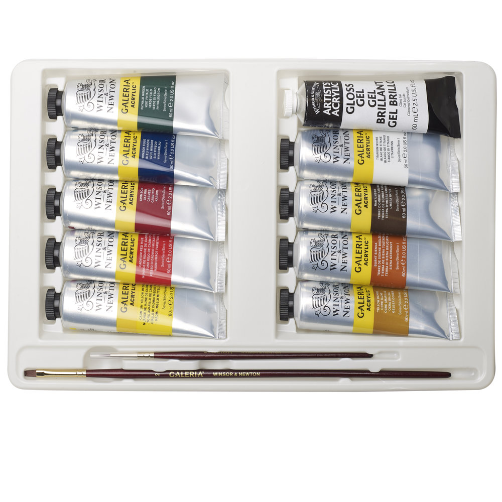 Winsor & Newton Galeria Acrylic Colour Complete Set 9x60ml + mediums + accessoires