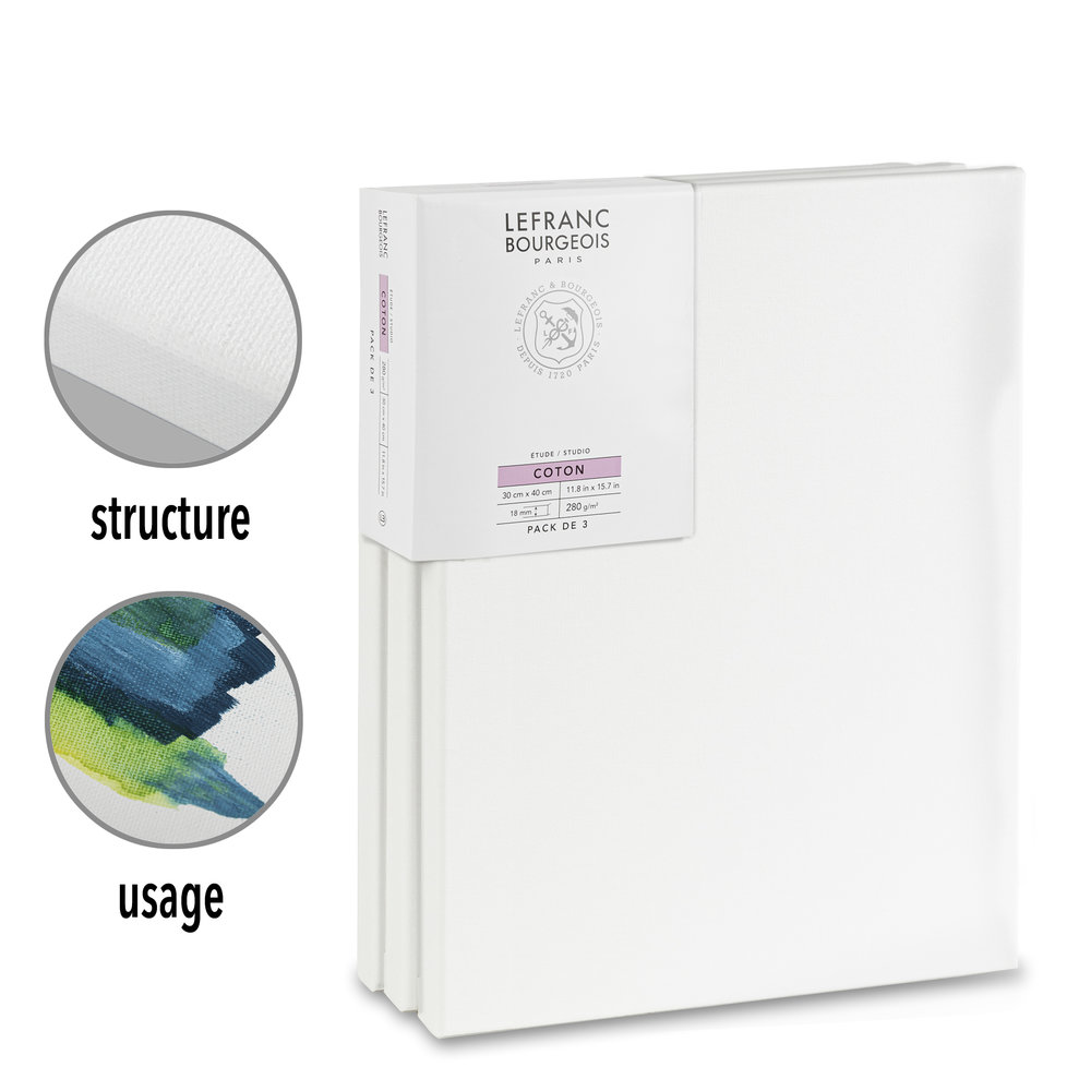 Lefranc Bourgeois Studio Canvas 30x40cm Pak van 3 stuks