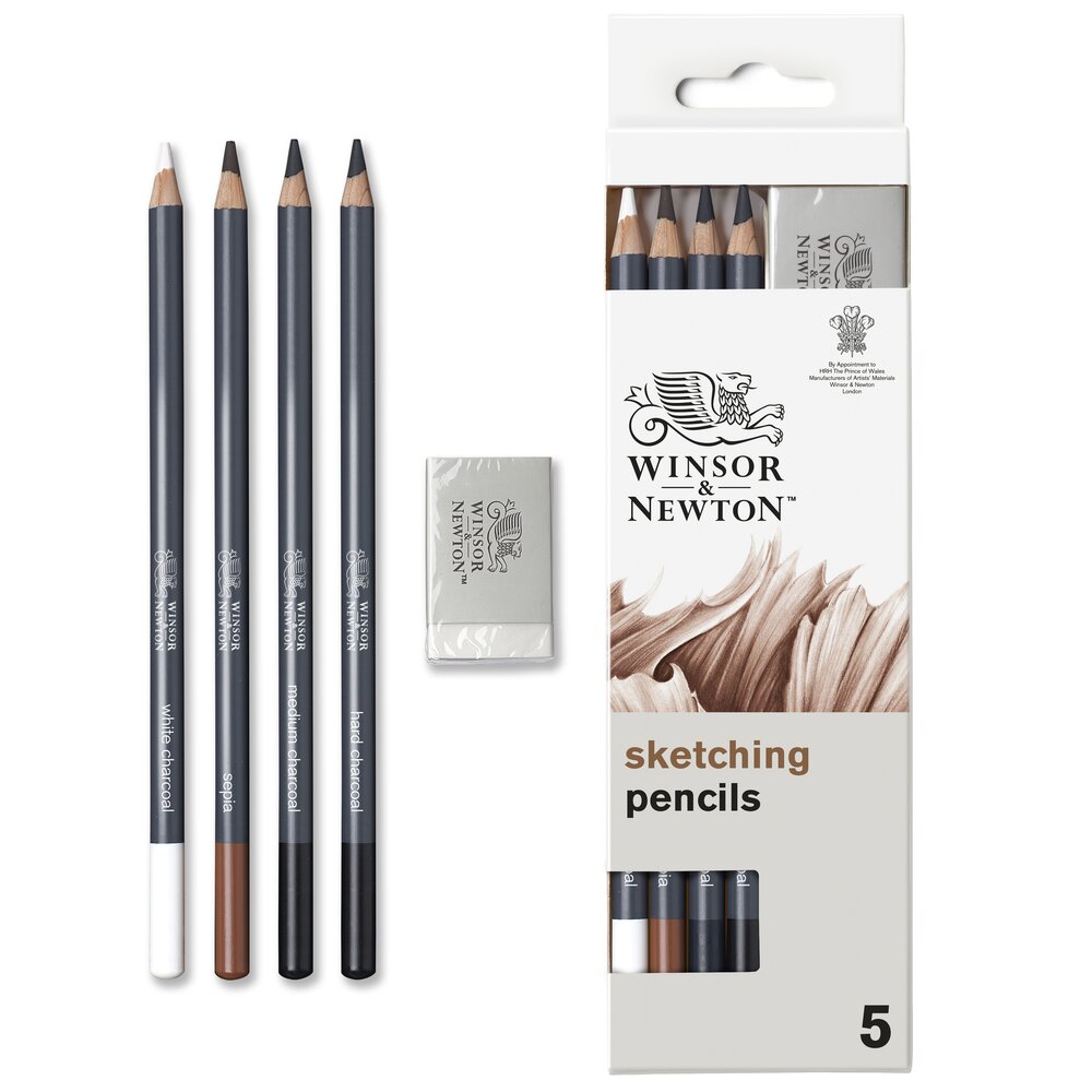 Winsor & Newton Studio Collection Blister 5 Schetspotloden En Gom