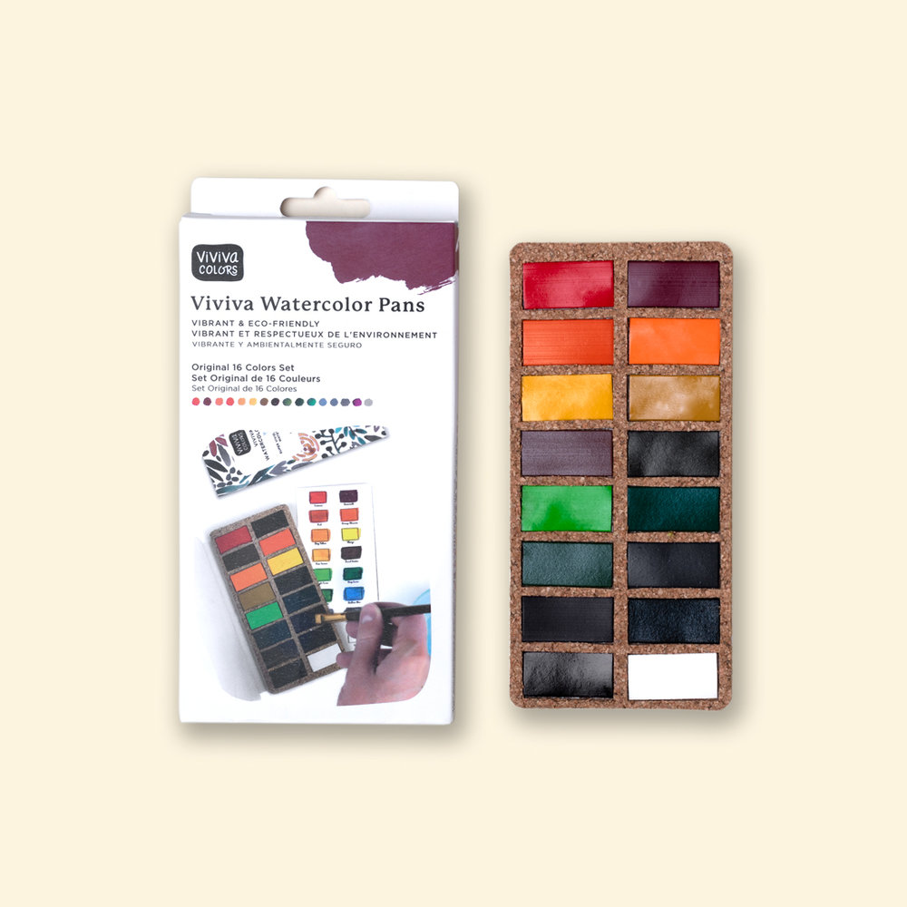 Viviva Watercolor Pans Set - Spring 16 Kleuren