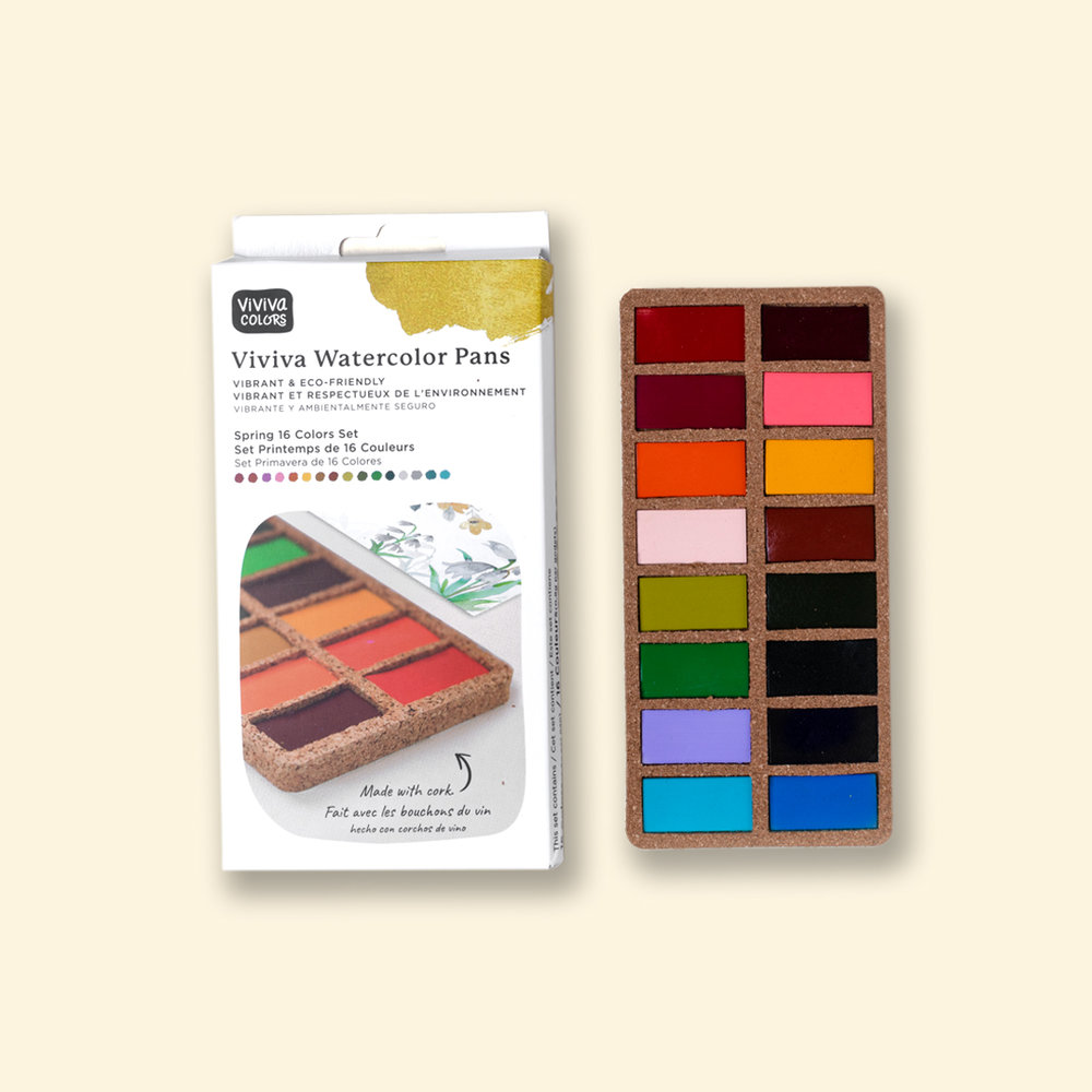 Viviva Watercolor Pans Set - Spring 16 Kleuren