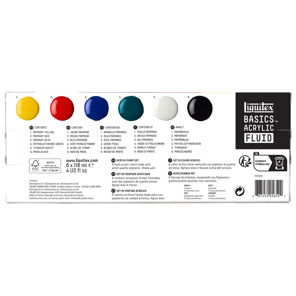 Liquitex Basics Fluid Acrylset 6x118ml