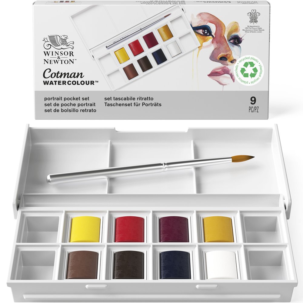 Winsor & Newton Cotman Watercolour 8 Halve Pans Portrait Pocket Set