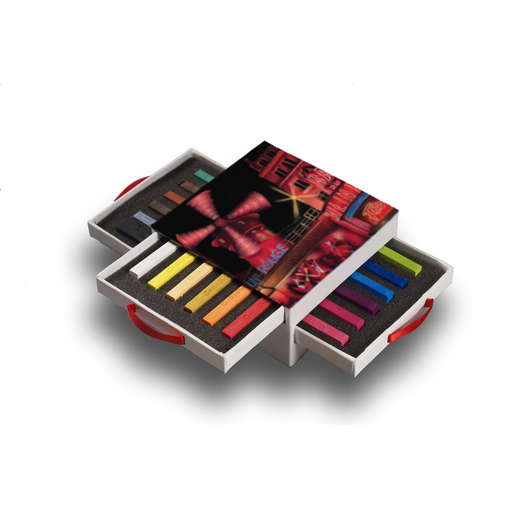 Conté à Paris Kistje met 3 laden 18 kleur carrés assorti