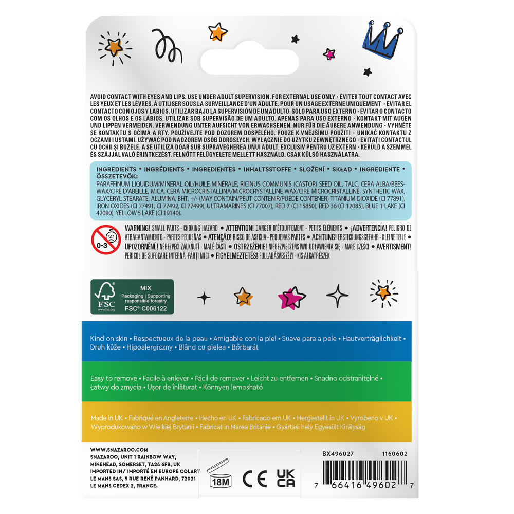 Snazaroo Adventure Face Paint Sticks - Set of 6 - Western Europe