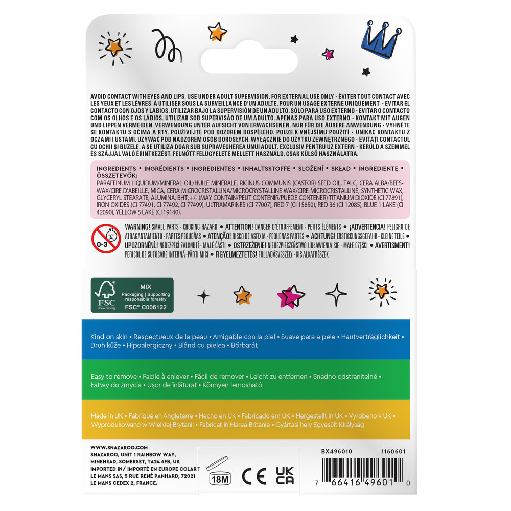 Snazaroo Fantasy Face Paint Sticks - Set of 6 - Western Europe