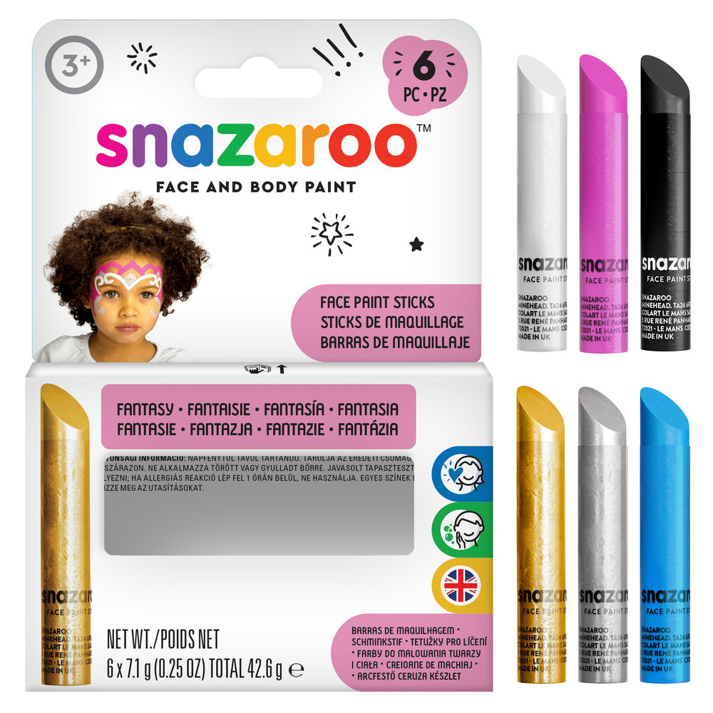 Snazaroo Fantasy Face Paint Sticks - Set of 6 - Western Europe