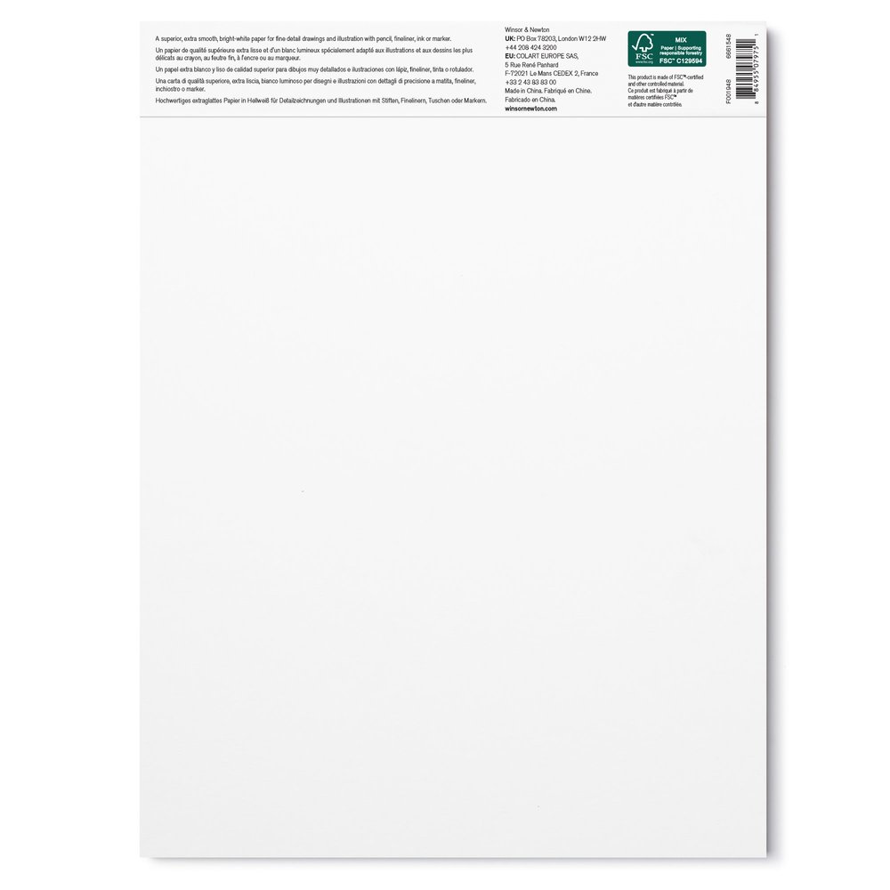 Winsor & Newton Blok Bristol Papier 250gr. Kopsgelijmd 20 vel 22,9x30,5cm