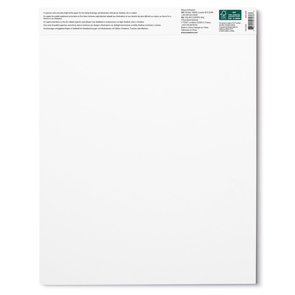 Winsor & Newton Blok Bristol Papier 250gr. Kopsgelijmd 20 vel 27,9x35,6cm