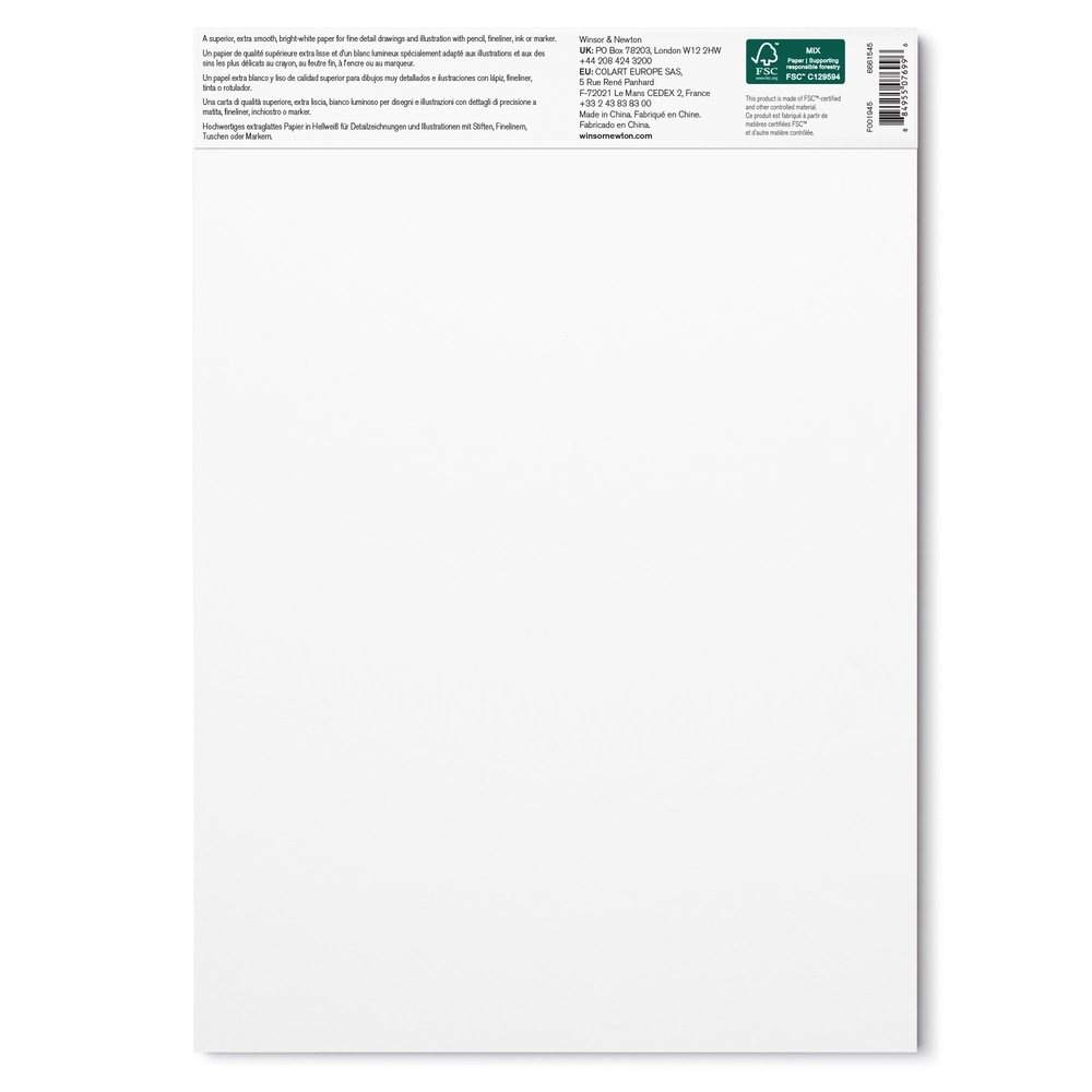 Winsor & Newton Blok Bristol Papier 250gr. Kopsgelijmd 20 vel A4