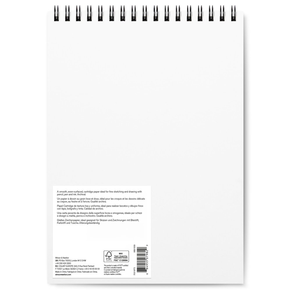 Winsor & Newton Teken- en Schetsblok Fijne korrel Spiraal 25 Vel 150gr. 22,9x30,5cm