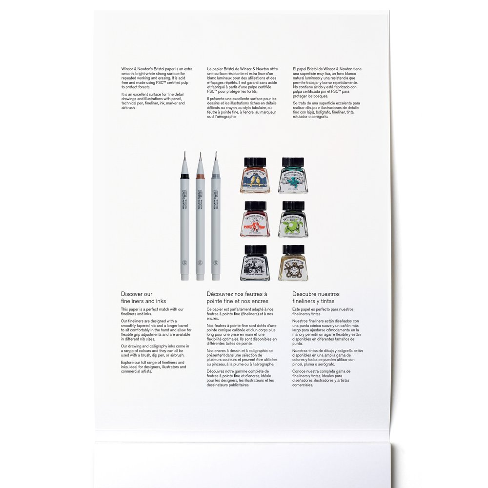 Winsor & Newton Blok Bristol Papier 250gr. Kopsgelijmd 20 vel A5