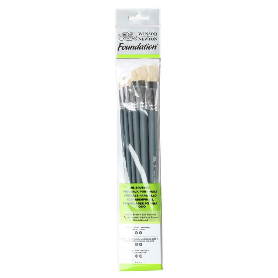 Winsor & Newton Foundation Oil Brush - Long Handle - 6 Pack