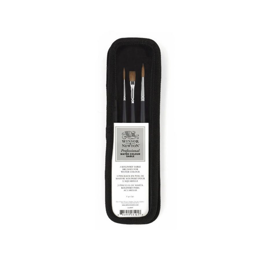 Winsor & Newton Artists' Watercolour Sable Brush Short Handle 3 Pack