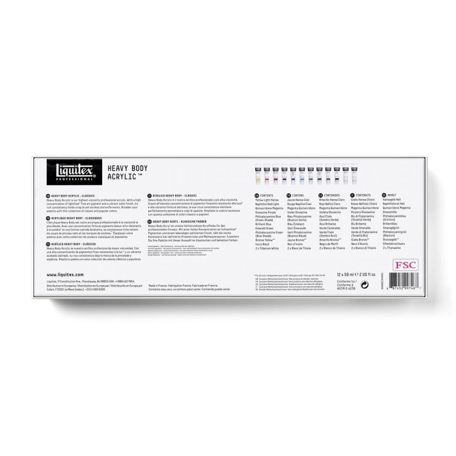 Liquitex Professional Heavy Body Acrylic Set - 12x59ml - Classics