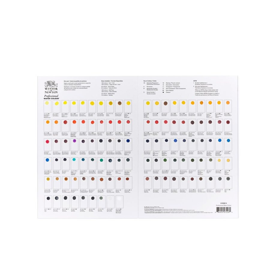 Winsor & Newton Professional Watercolour Dot Card Colour Chart