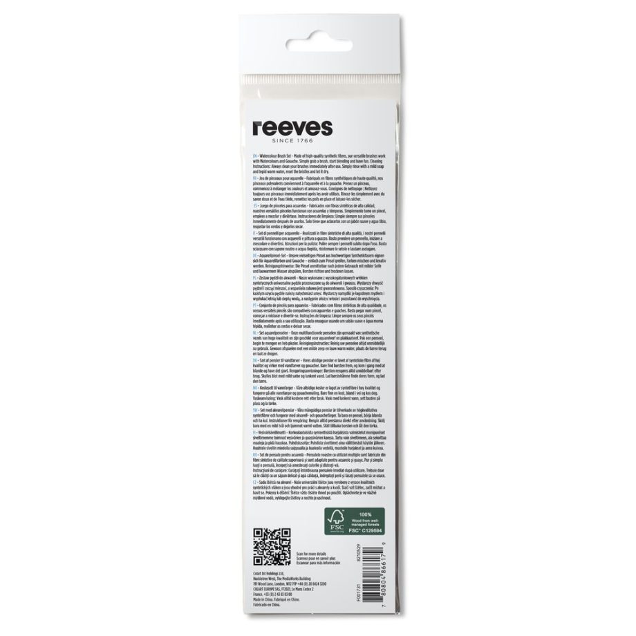reeves Synthetic Acrylic Brush Short Handle x4 Set