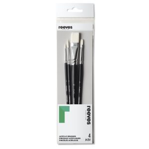 reeves Synthetic Acrylic Brush Short Handle x4 Set