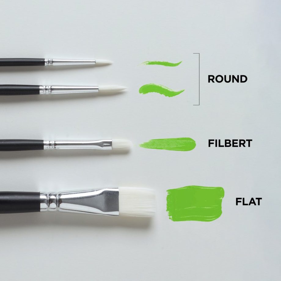 reeves Synthetic Acrylic Brush Short Handle x4 Set