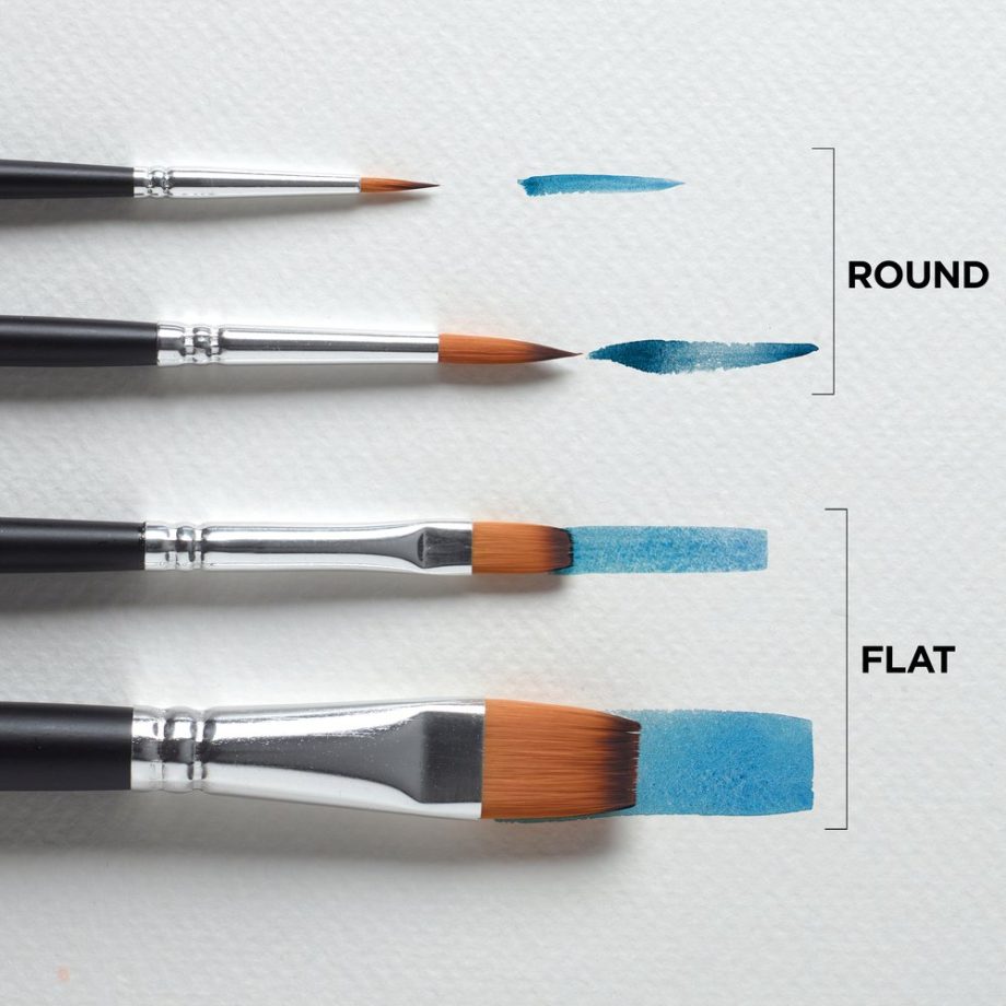 reeves Synthetic Watercolour Brush Short Handle x4 Set