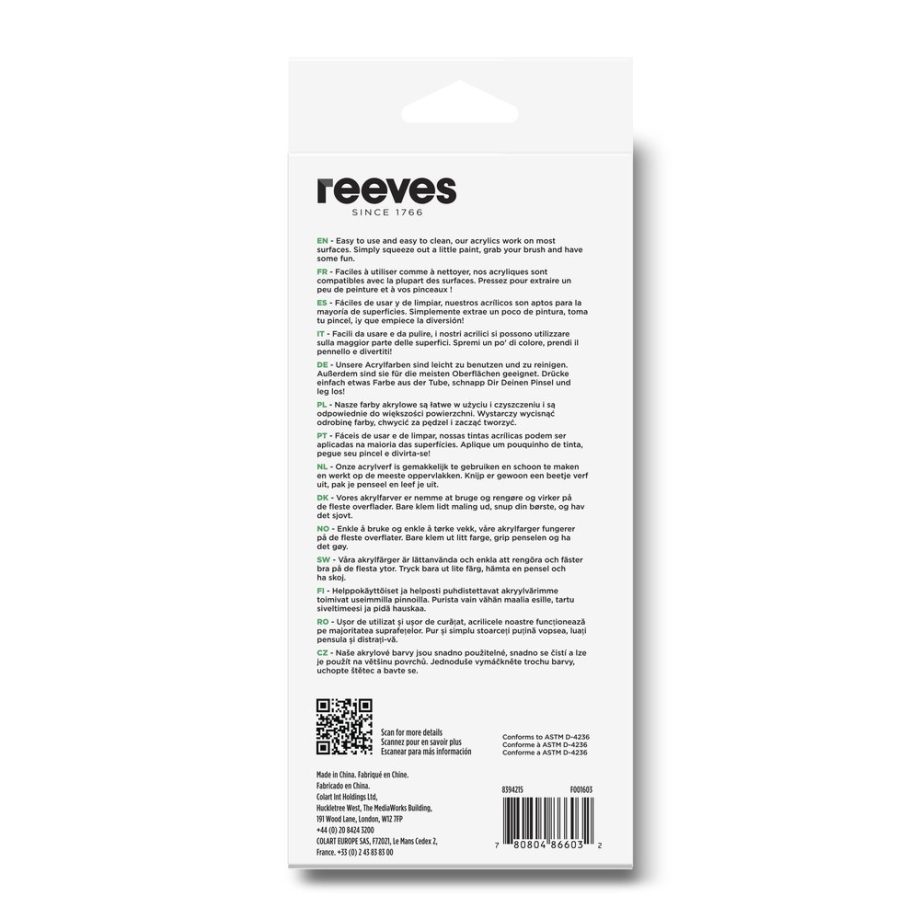reeves Acrylic Colour 12x12ml Set