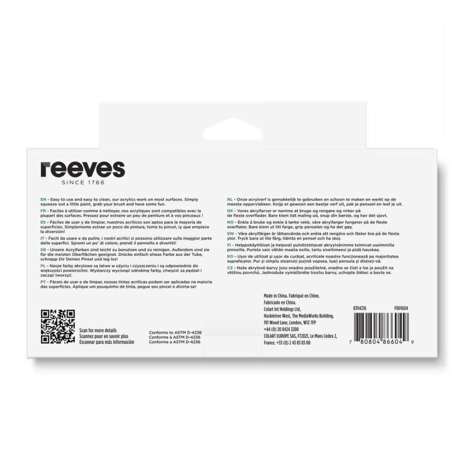 reeves Acrylic Colour 8x22ml Set