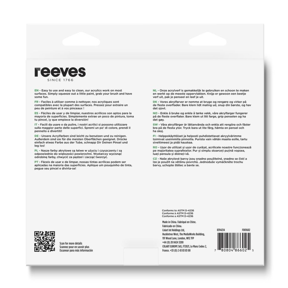 reeves Acrylic Colour 18x12ml Set
