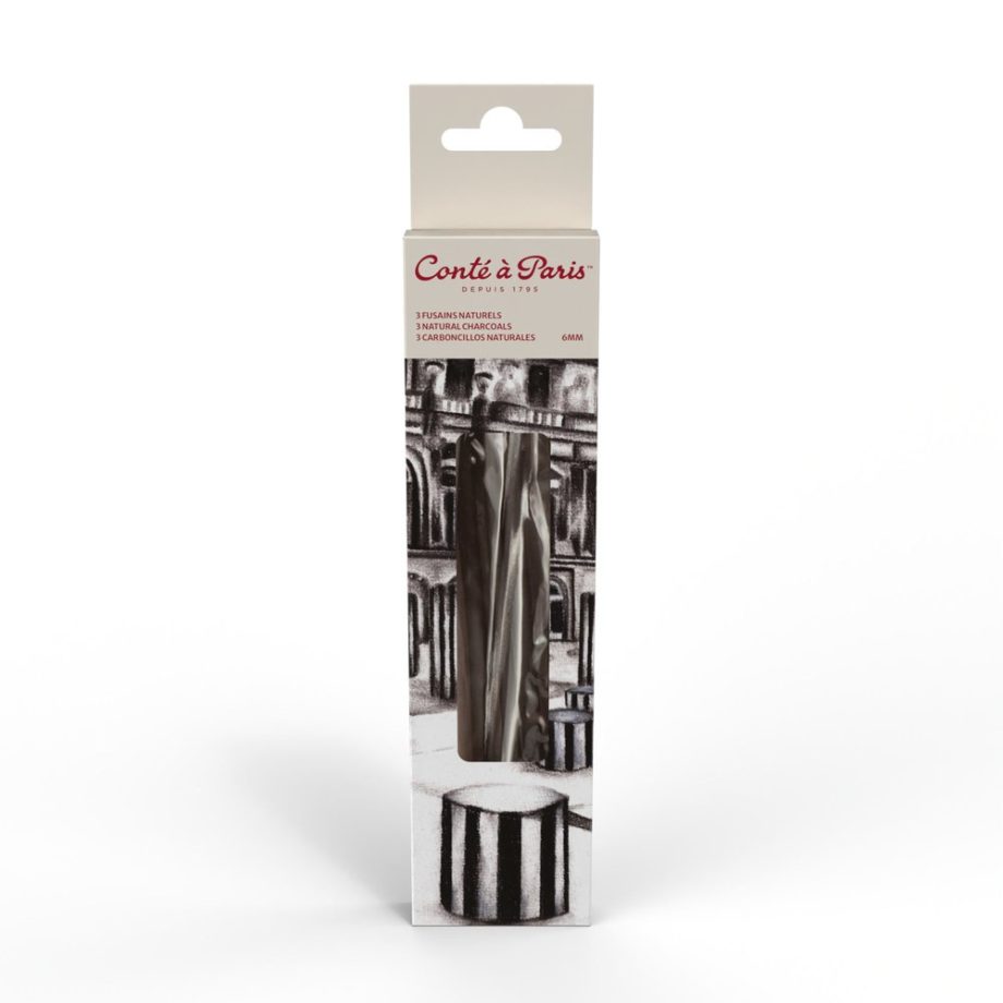 Conté à Paris Blister of 5 round natural charcoals, Ø 6 mm