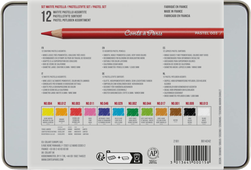 Conté à Paris Pastel pencil assorted set x 12 metal tin
