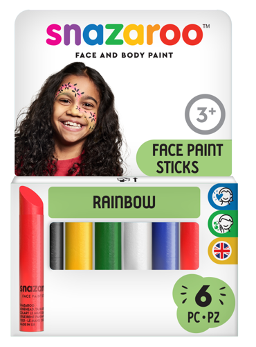 Snazaroo Rainbow Face Paint Sticks - Set of 6 - Western Europe