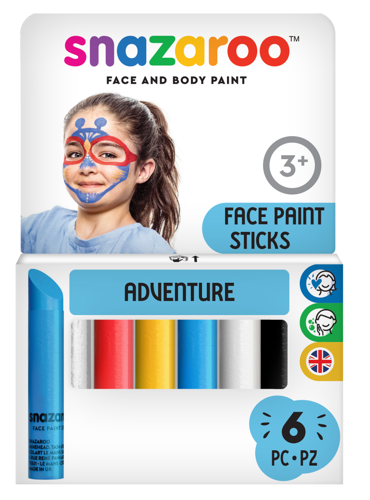 Snazaroo Adventure Face Paint Sticks - Set of 6 - Western Europe