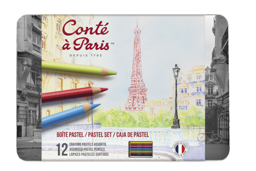 Conté à Paris Pastel pencil assorted set x 12 metal tin