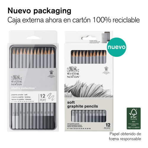 Winsor & Newton Studio Collection Graphite Pencil Soft x12 Tin Set
