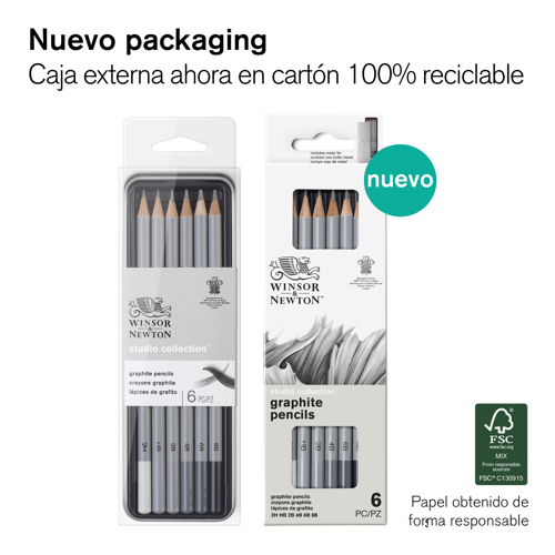 Winsor & Newton Studio Collection Graphite Pencil x6