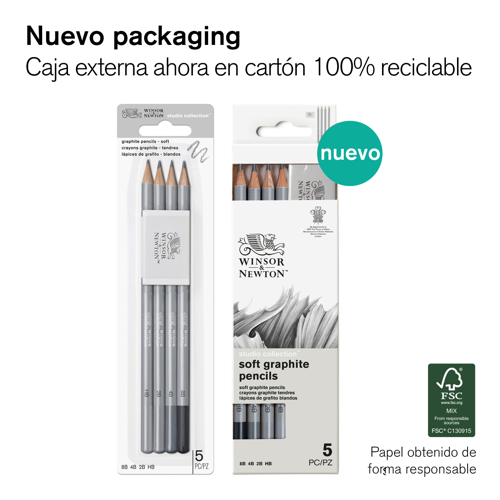 Winsor & Newton Studio Collection Graphite Pencil Soft x5 With Eraser