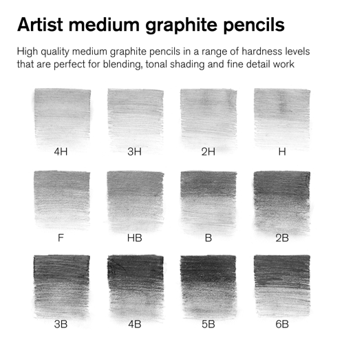 Winsor & Newton Studio Collection Medium Graphite Pencil x12