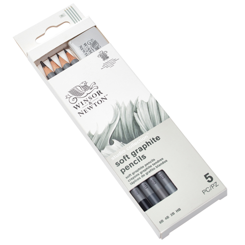 Winsor & Newton Studio Collection Graphite Pencil Soft x5 With Eraser