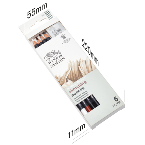Winsor & Newton Studio Collection Sketching Pencil x5 With Eraser Blister Set