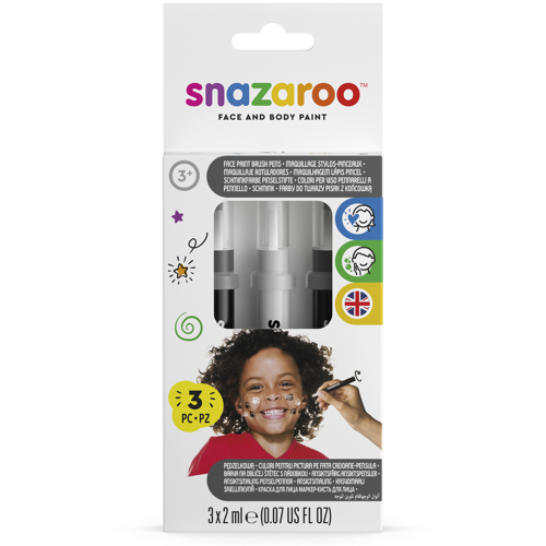 Snazaroo Brush Pen Monochrome Pack - ROW